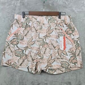 NWT Merrell Womens XL Biolush Shorts Peach Orange Tropical Leaf Print Activewear